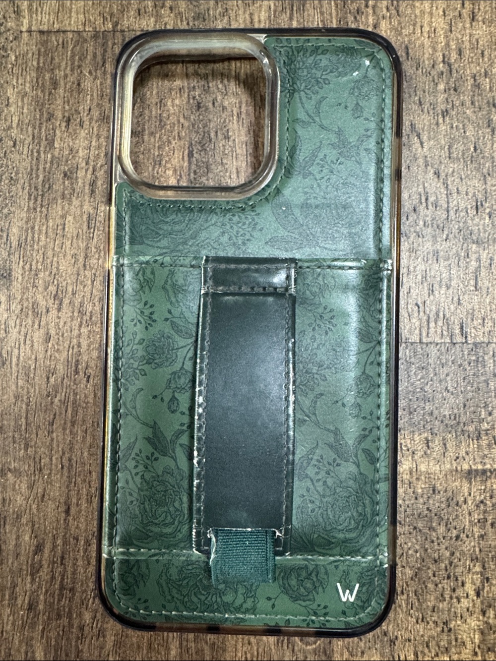 Walli Green Floral Wallet Phone Case with Hand Strap